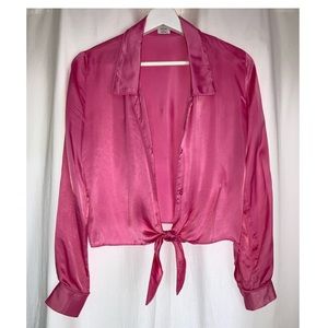 Hot Pink Aritzia Wilfred Tie-Front Blouse 👚